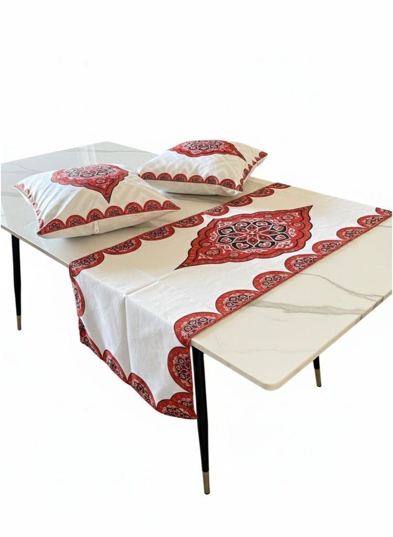 High Quality Ramadan Decorative Set, Linen Table Runner with 2 Cushion Covers, For decoration - Image 3